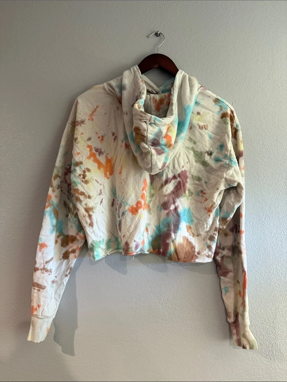 wild fable Cream Multicolor Cropped Tie-Dye Hoodie - Picture 3 of 3